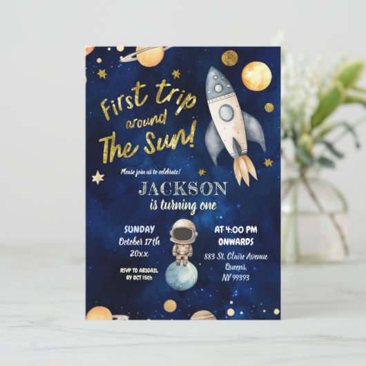 Planet Boy Space 1e reis rond de verjaardag van de Kaart (Staand voorkant)