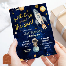 Planet Boy Space 1e reis rond de verjaardag van de