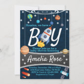 Planet BuitSpace Baby shower Invitation Boy Kaart (Voorkant)