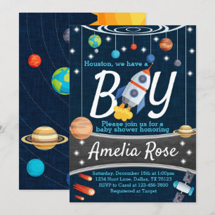 Planet BuitSpace Baby shower Invitation Boy Kaart