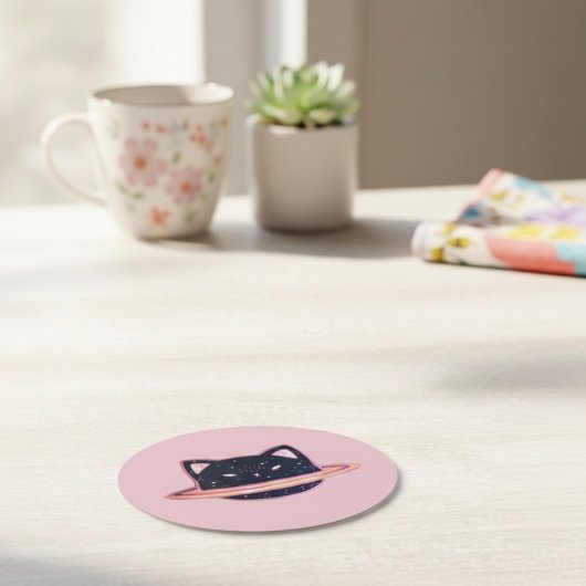 Planet Cat Ronde Kartonnen Onderzetter