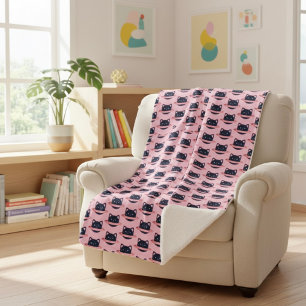 Planet Cat Sherpa Blanket Sherpa Deken