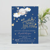 Planet, Clous, StarsTwinkle Baby shower Kaart (Staand voorkant)