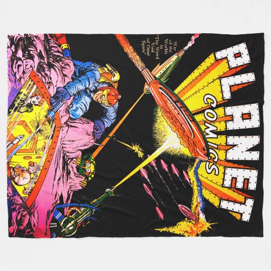 Planet Comics Laser Attack Sci Fi  strips Fleece Deken (Voorkant (Horizontaal))