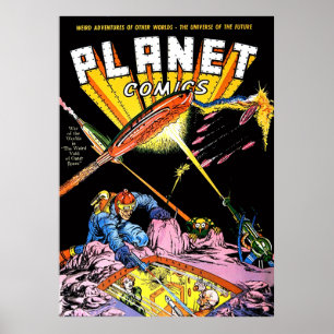 Planet Comics Laser Attack Sci Fi  strips Poster