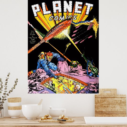 Planet Comics Laser Attack Sci Fi  strips Poster (Keuken)
