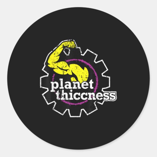 Planet Dikte Gym Dikte Grappige Grap Workout Ronde Sticker (Voorkant)
