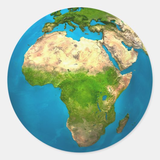 Planet Earth - Afrika - Kleurrijk Wereldbol. 3d re Ronde Sticker (Voorkant)