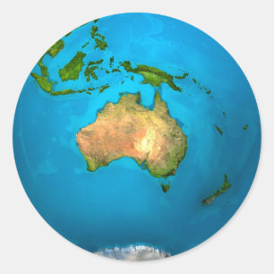 Planet Earth - Australië - kleurrijk Wereldbol. 3 Ronde Sticker