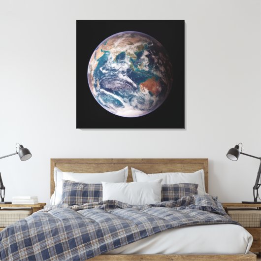 Planet Earth Blue Marmer Canvas Afdruk (Insitu (Slaapkamer))