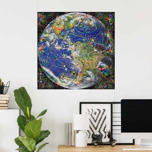 Planet Earth Deep Dream Poster (Thuiskantoor)