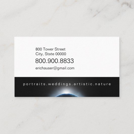 Planet Earth Eclipse Fotograaf Visitekaartjes (Achterkant)