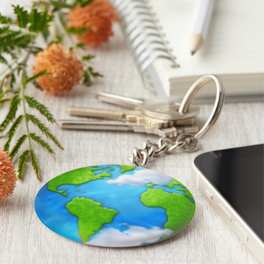 Planet Earth en sleutelhanger van wolken (Zijkant)