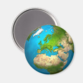 Planet Earth - Europa - Kleurrijk Wereldbol. 3d re Magneet (Voorkant / Achterkant)