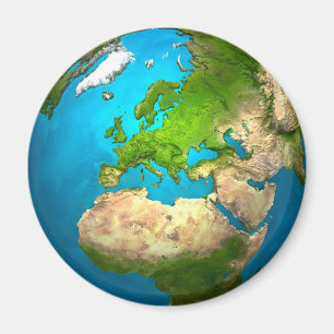 Planet Earth - Europa - Kleurrijk Wereldbol. 3d re Magneet
