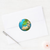 Planet Earth - Europa - kleurrijk Wereldbol. 3d Re Ronde Sticker (Envelop)