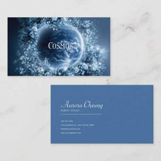 Planet Earth Floral Wreath Starry Night Visitekaartje (Voorkant / Achterkant)