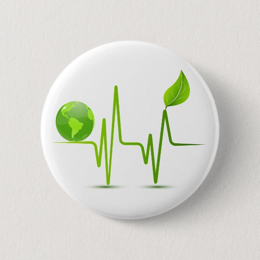 PLANET EARTH HEART MONITOR RONDE BUTTON 5,7 CM (Voorkant)