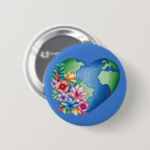 Planet Earth Heart Ronde Button 5,7 Cm (Voorkant /achterkant)