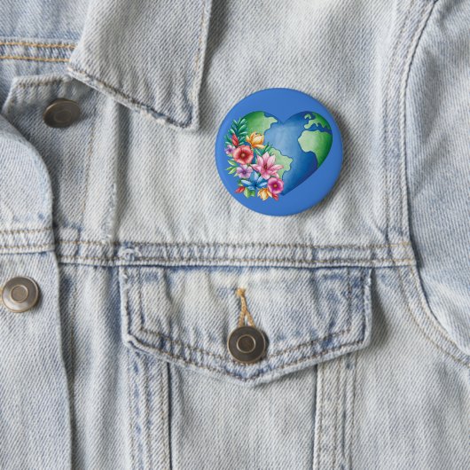 Planet Earth Heart Ronde Button 5,7 Cm (In situ)