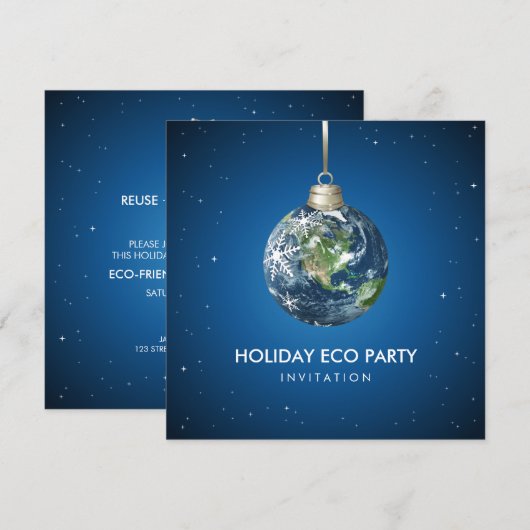 Planet Earth Holiday - uitnodiging voor kerstfeest (Voorkant / Achterkant)