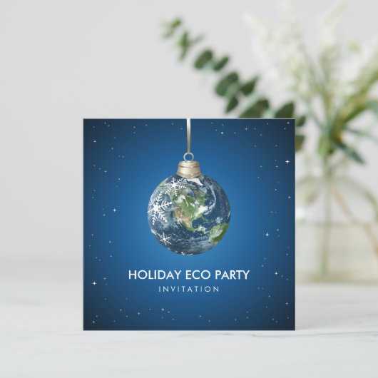 Planet Earth Holiday - uitnodiging voor kerstfeest (Staand voorkant)