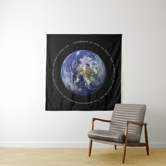 Planet Earth in de ruimte - Christelijk John 3:16 Wandkleed (In Situ (horizontaal))