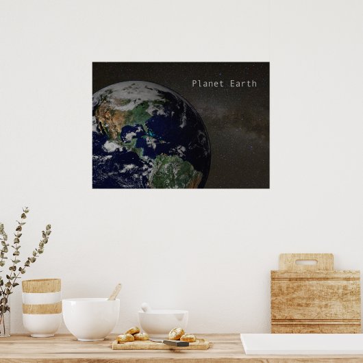Planet Earth in Milky Way Poster (Keuken)