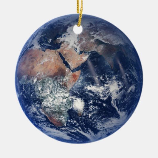 Planet Earth Kerstboom Keramisch Ornament (Voorkant)