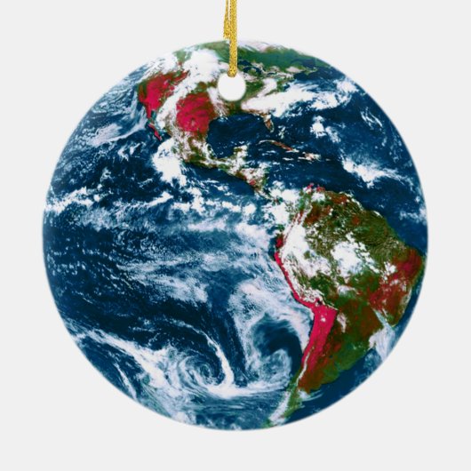 Planet Earth-kerstversiering Keramisch Ornament (Achterkant)