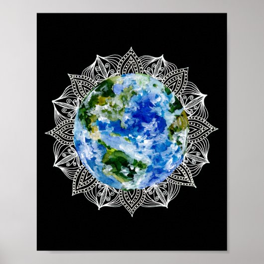 Planet Earth Mandala Poster (Voorkant)