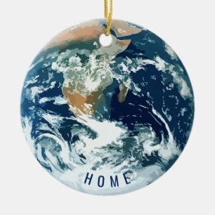 Planet Earth met Tekst (aanpasbaar) Keramisch Ornament