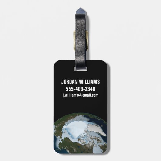 Planet Earth met Zee-ijsdekking in 1980. Bagagelabel (Achterkant verticaal)