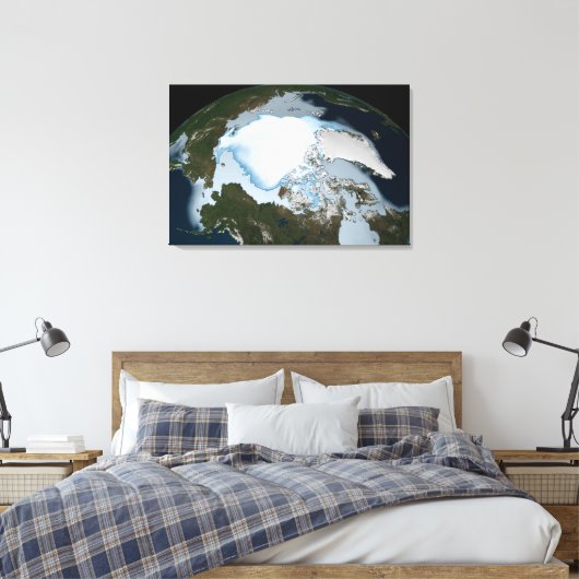 Planet Earth met Zee-ijsdekking in 1980. Canvas Afdruk (Insitu (Slaapkamer))