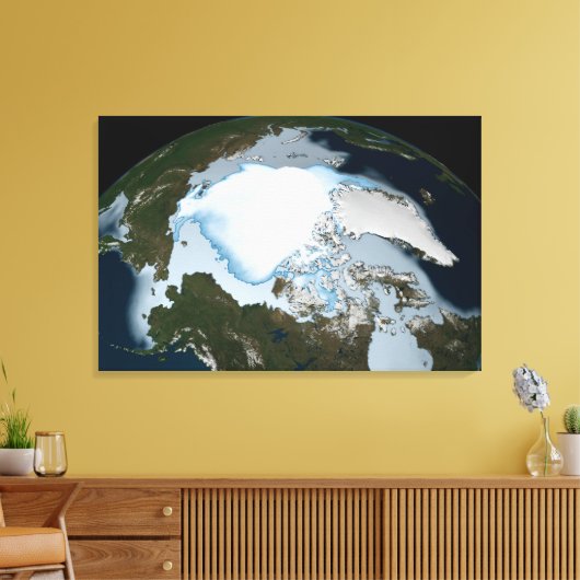Planet Earth met Zee-ijsdekking in 1980. Canvas Afdruk (Insitu (Woonkamer))