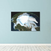 Planet Earth met Zee-ijsdekking in 1980. Canvas Afdruk (Insitu (Houten vloer))