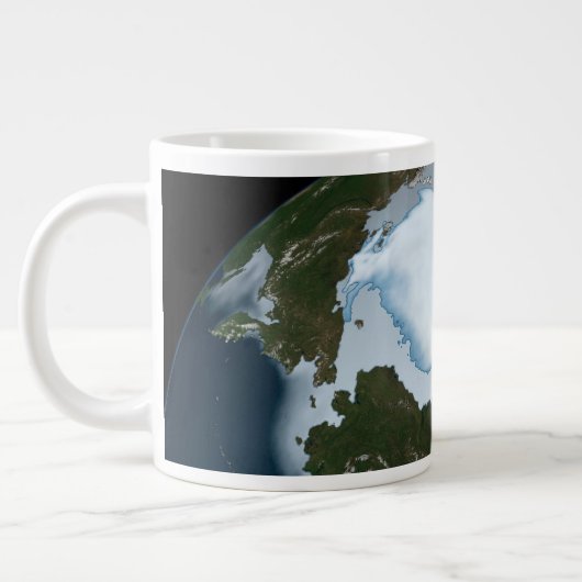 Planet Earth met Zee-ijsdekking in 1980. Grote Koffiekop (Links)