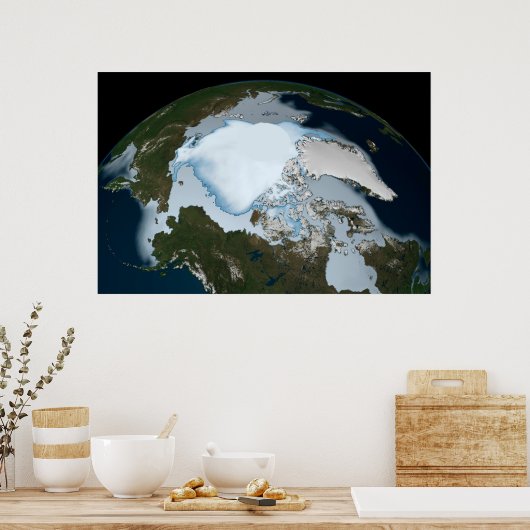 Planet Earth met Zee-ijsdekking in 1980. Poster (Keuken)