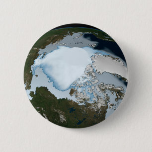 Planet Earth met Zee-ijsdekking in 1980. Ronde Button 5,7 Cm