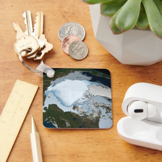 Planet Earth met Zee-ijsdekking in 1980. Sleutelhanger (Bureau)