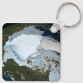 Planet Earth met Zee-ijsdekking in 1980. Sleutelhanger (Achterkant)