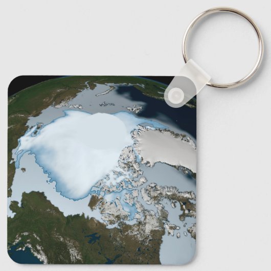 Planet Earth met Zee-ijsdekking in 1980. Sleutelhanger (Achterkant)