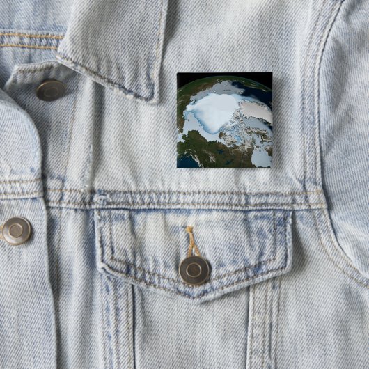 Planet Earth met Zee-ijsdekking in 1980. Vierkante Button 5,1 Cm (In situ)