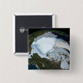 Planet Earth met Zee-ijsdekking in 1980. Vierkante Button 5,1 Cm (Voorkant /achterkant)