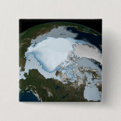 Planet Earth met Zee-ijsdekking in 1980. Vierkante Button 5,1 Cm (Voorkant)