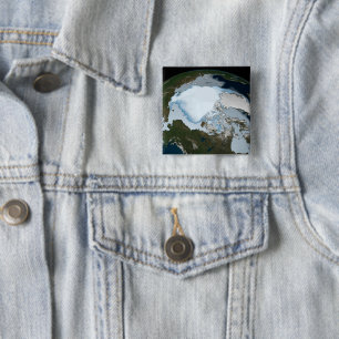 Planet Earth met Zee-ijsdekking in 1980. Vierkante Button 5,1 Cm