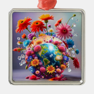 Planet Earth Metalen Ornament