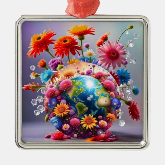 Planet Earth Metalen Ornament (Voorkant)