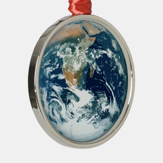 Planet Earth Metalen Ornament (Rechts)