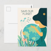 Planet Earth Moeder Briefkaart (Voorkant / Achterkant)